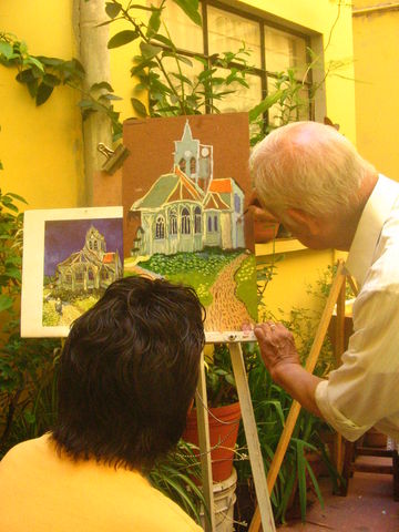 Alejandro, poniendo mucha atencion al taller de Impresionismo